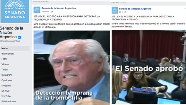 senado aprobo ley trombofilia